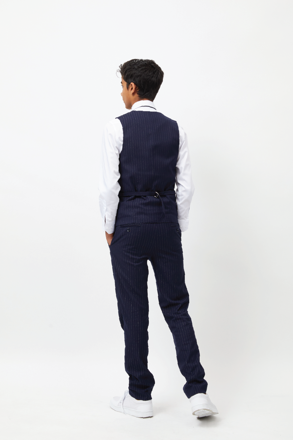 Navy Blue Suit Set with Vest