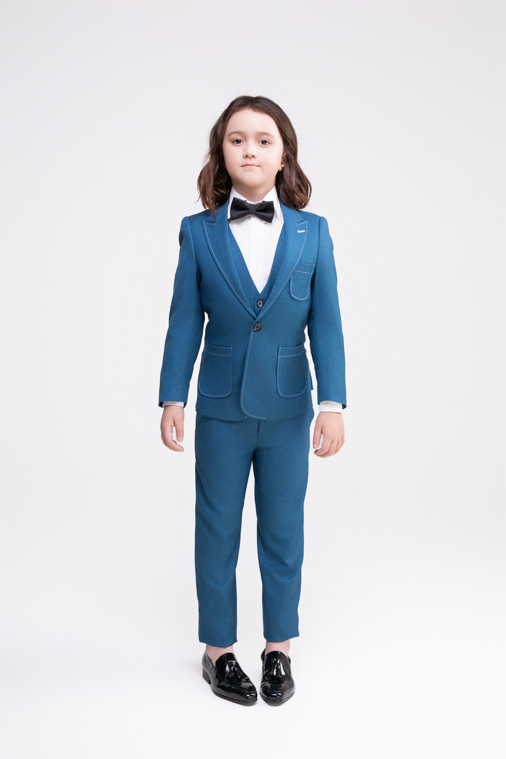 Blue Boys Suit Set With Vest