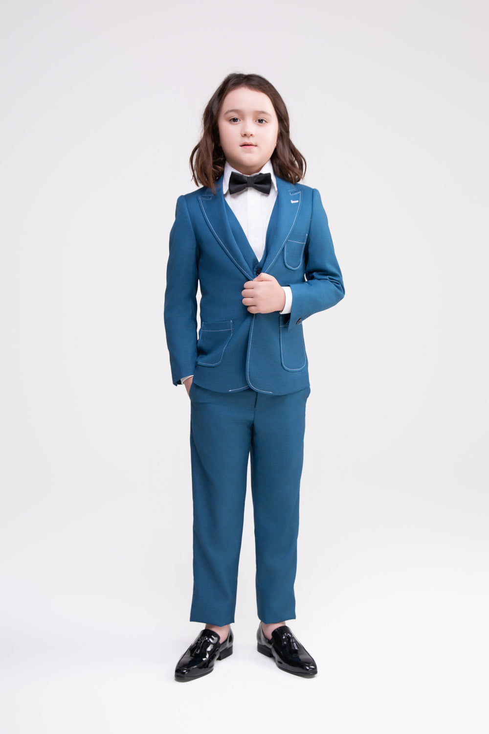 Blue Boys Suit Set With Vest