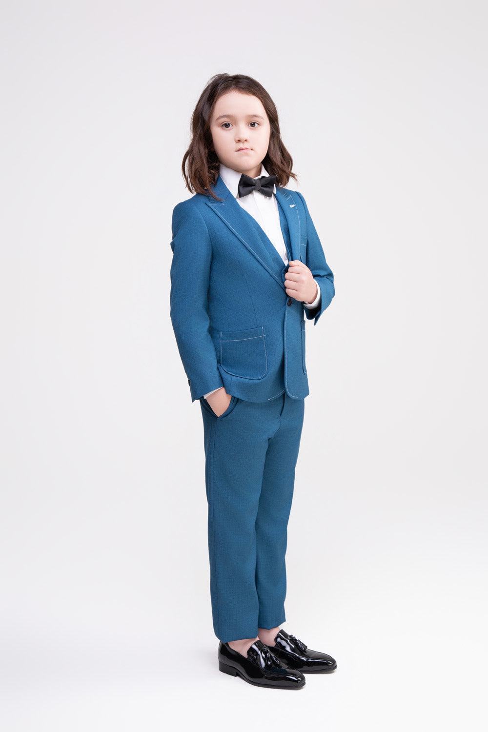 Blue Boys Suit Set With Vest