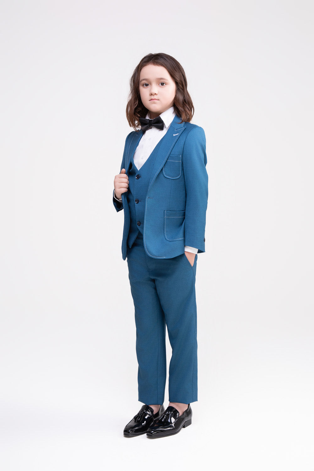 Blue Boys Suit Set With Vest