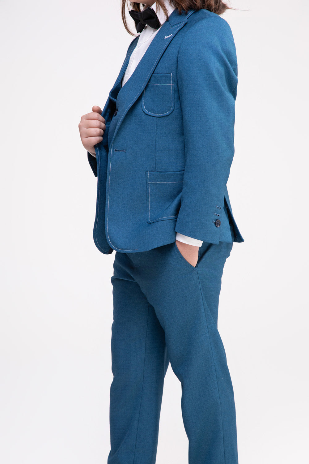 Blue Boys Suit Set With Vest