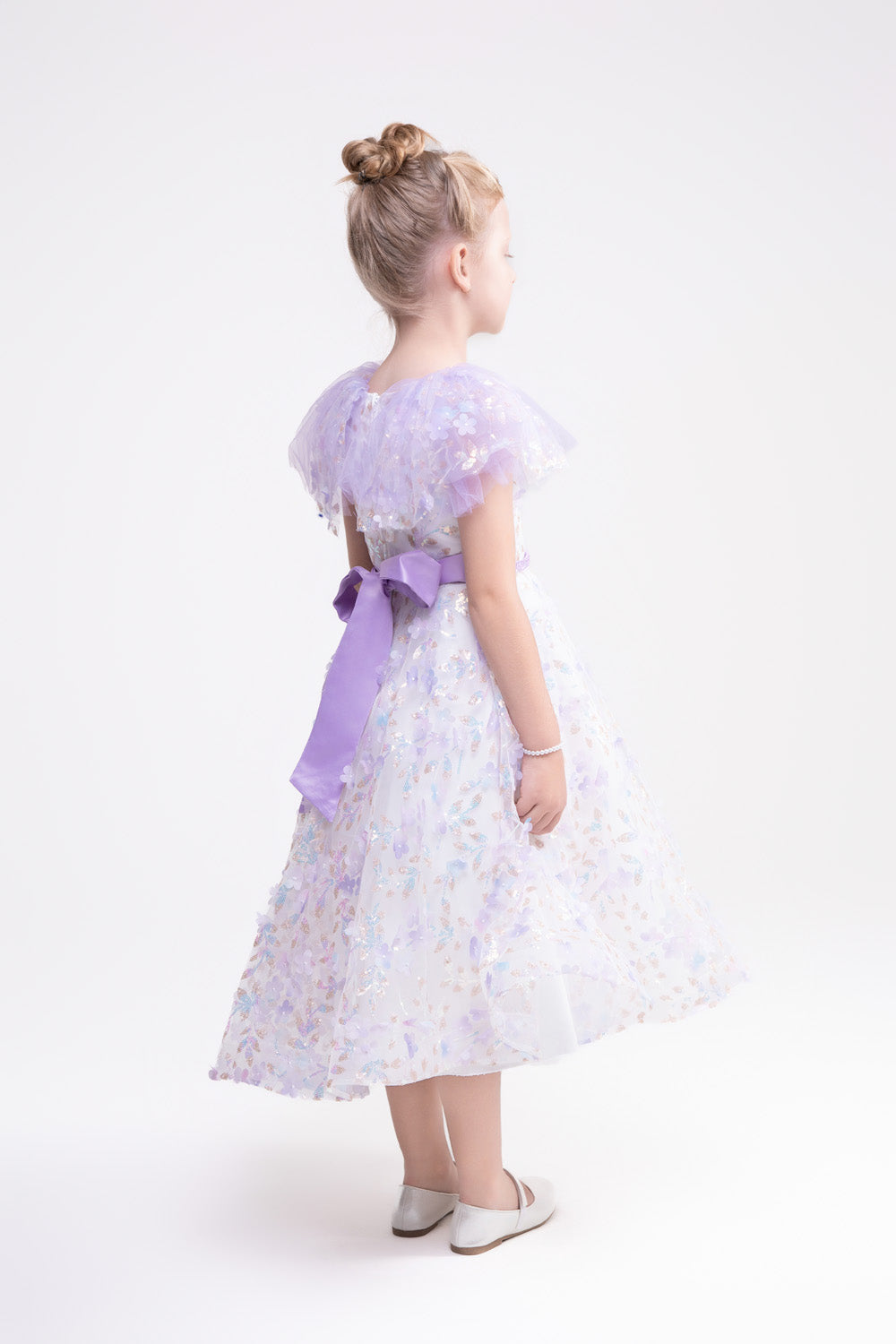 Flower Applique Lace Dress (Light Wisteria)