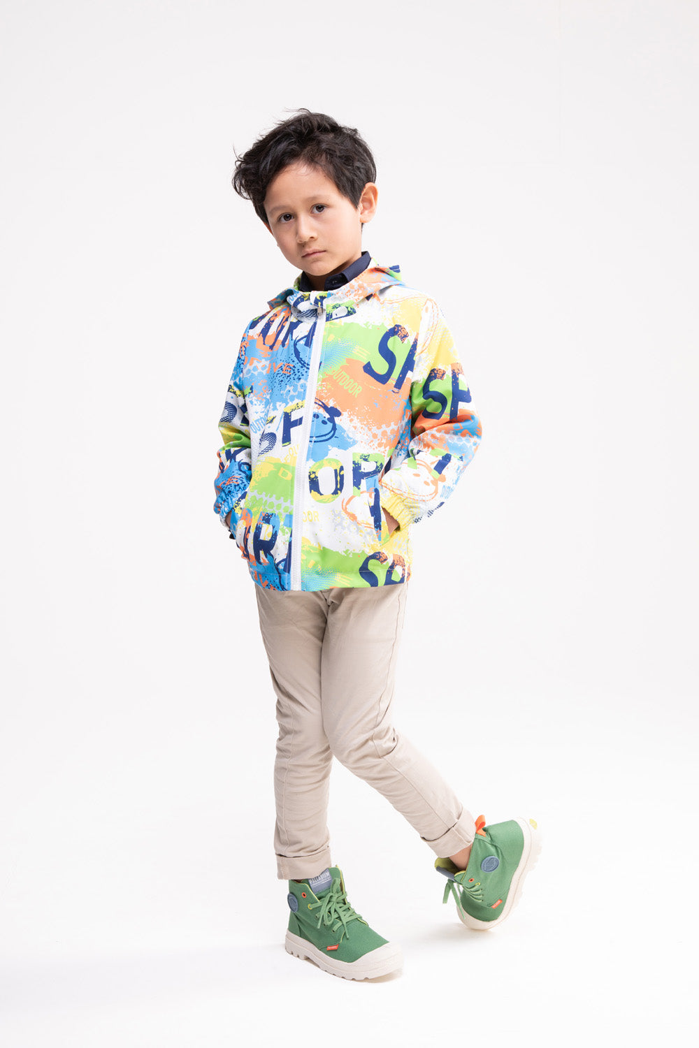 Eros Zip Sports Jacket with Hoodie (Orange & Yellow)