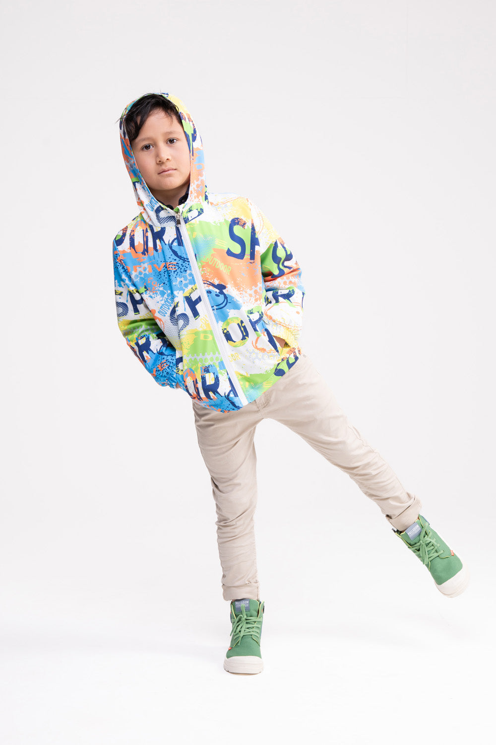 Eros Zip Sports Jacket with Hoodie (Orange & Yellow)
