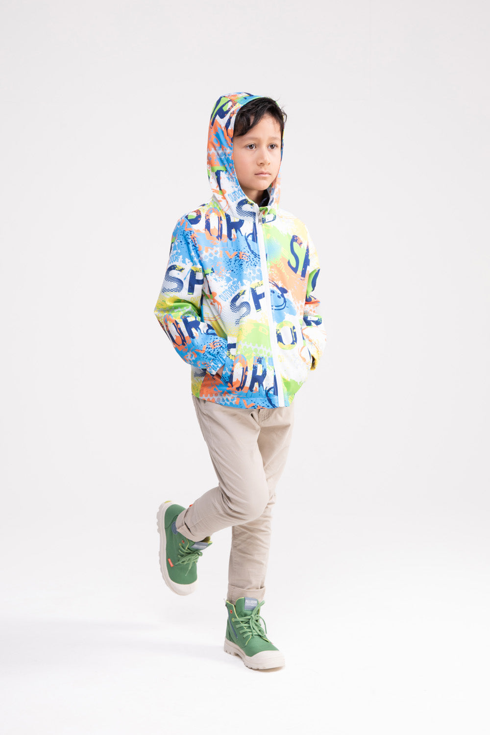 Eros Zip Sports Jacket with Hoodie (Orange & Yellow)