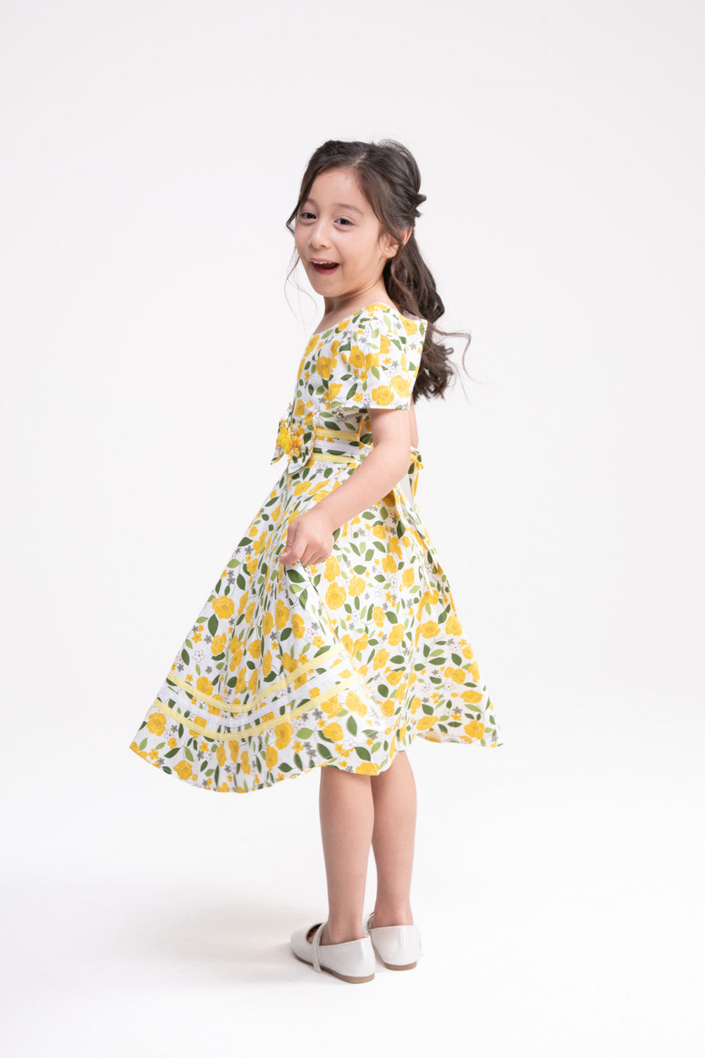 Yellow Floral Print Dress
