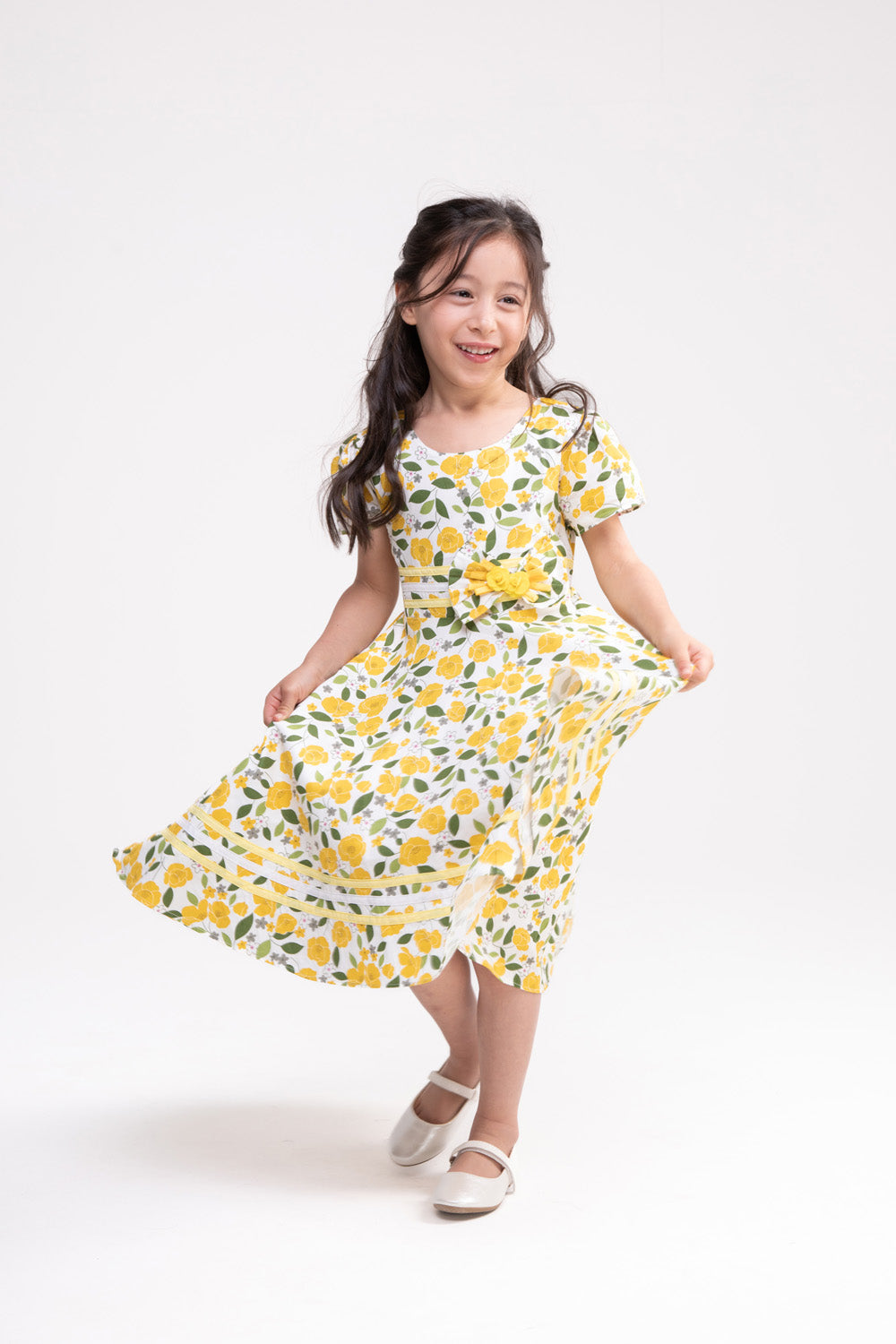 Yellow Floral Print Dress