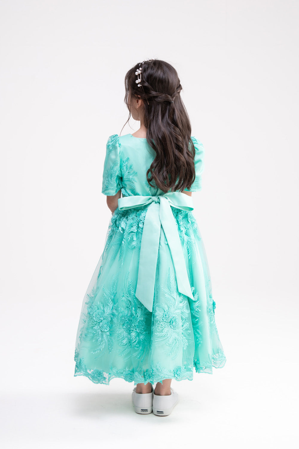 Embellished Lace Party Dress (Turquoise Blue)