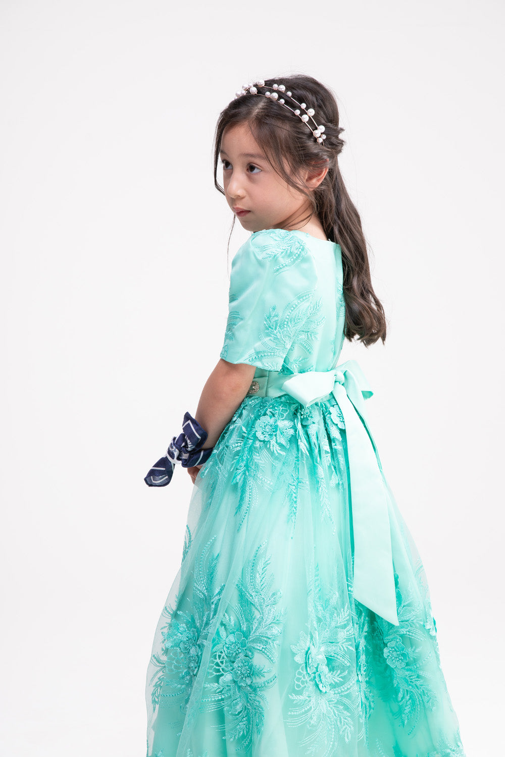 Embellished Lace Party Dress (Turquoise Blue)