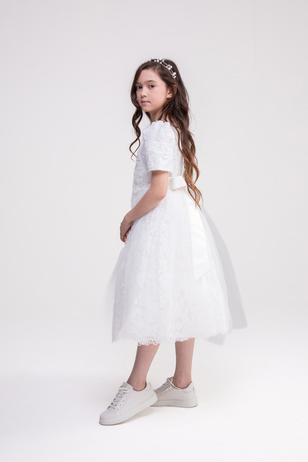 Long Sleeve Lace Girls Party Gown GFGD515