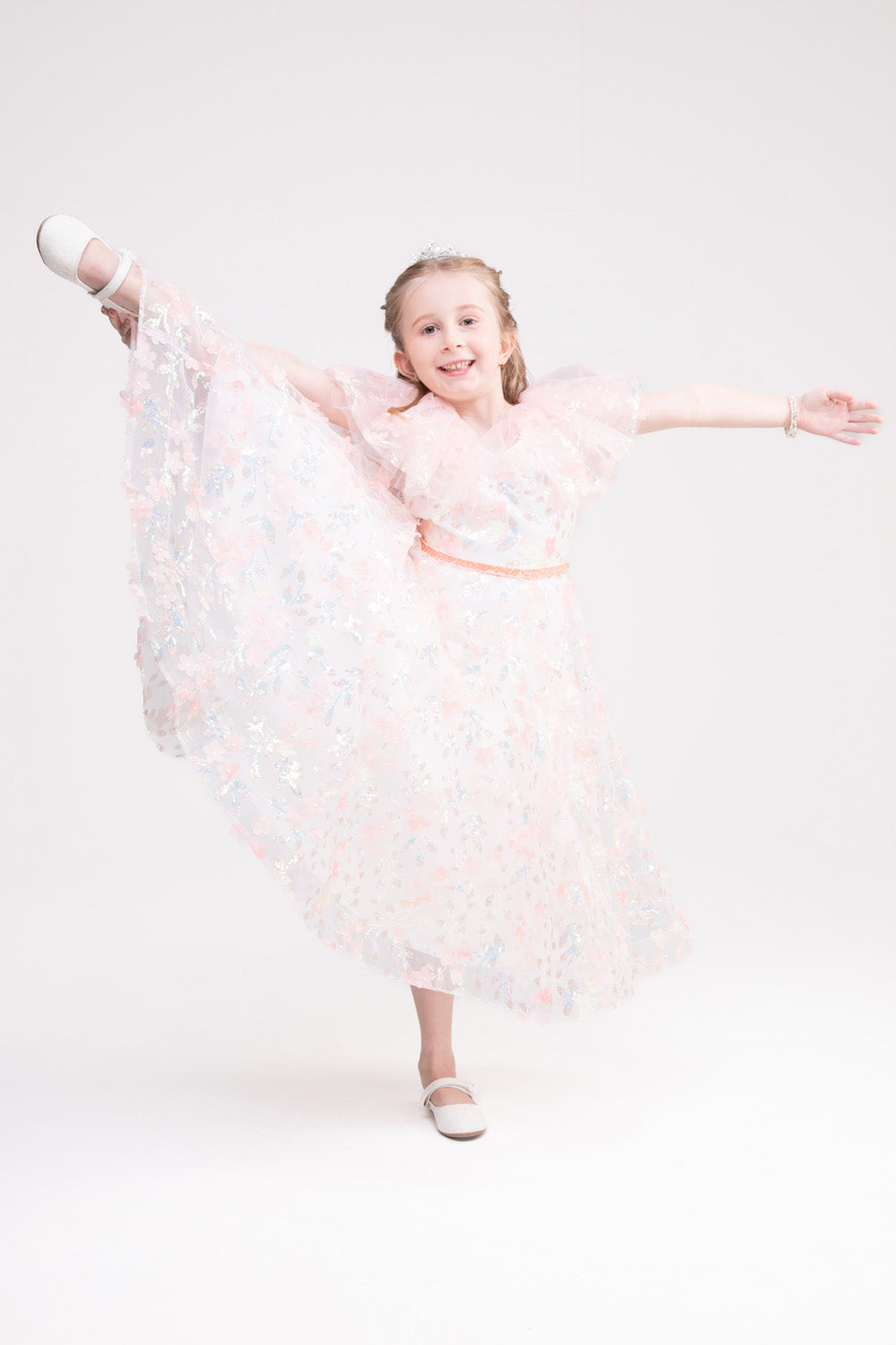 Flower Applique Lace Dress (Pink Hydrangea)