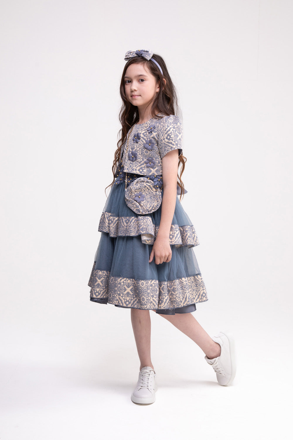 Dress, Bolero and Accessories Set (Misty Blue)