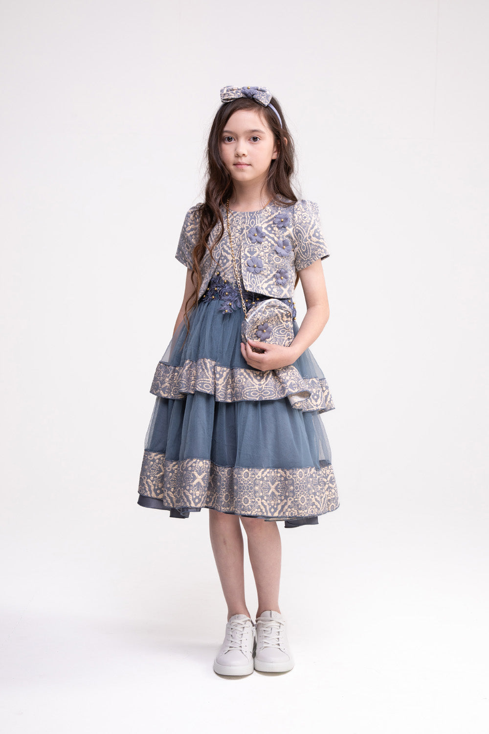 Dress, Bolero and Accessories Set (Misty Blue)