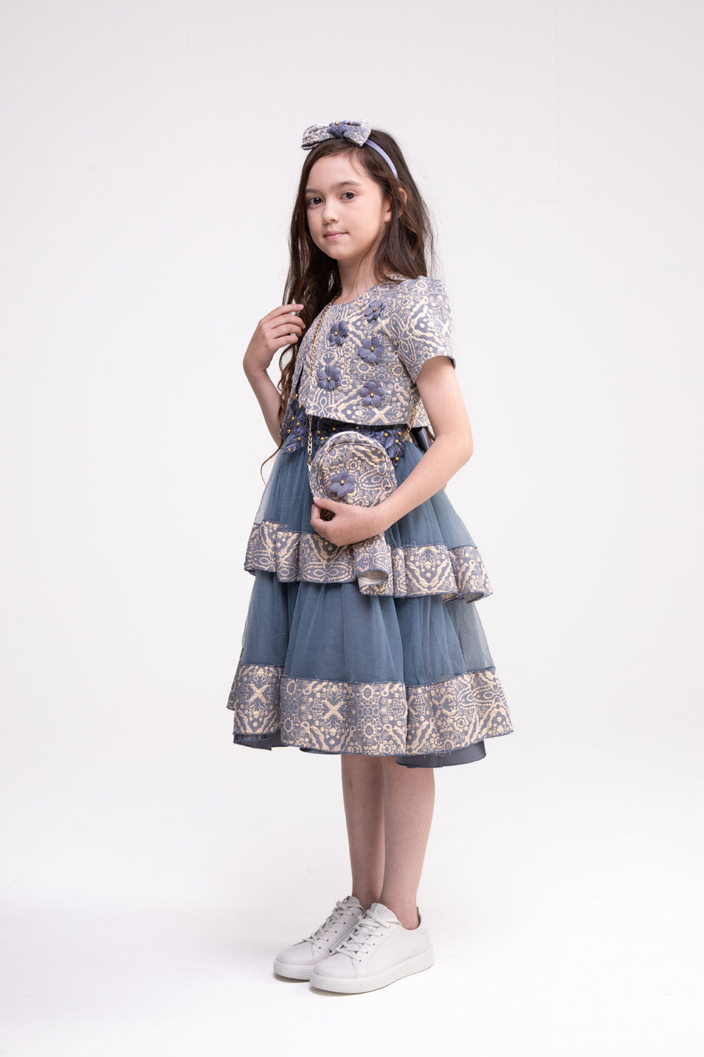 Dress, Bolero and Accessories Set (Misty Blue)