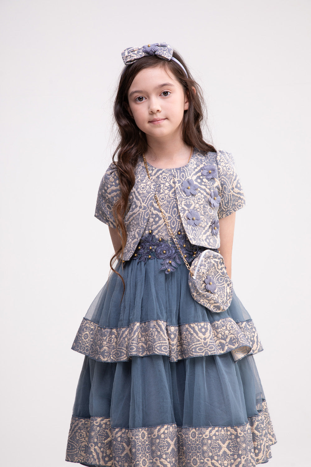 Dress, Bolero and Accessories Set (Misty Blue)