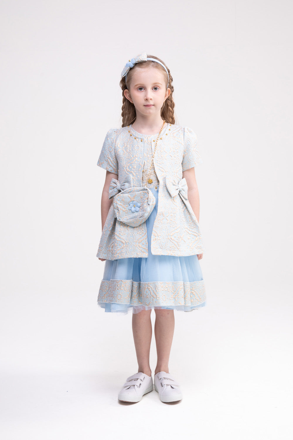 Dress, Jacket and Accessories Set (Cornflower Blue)