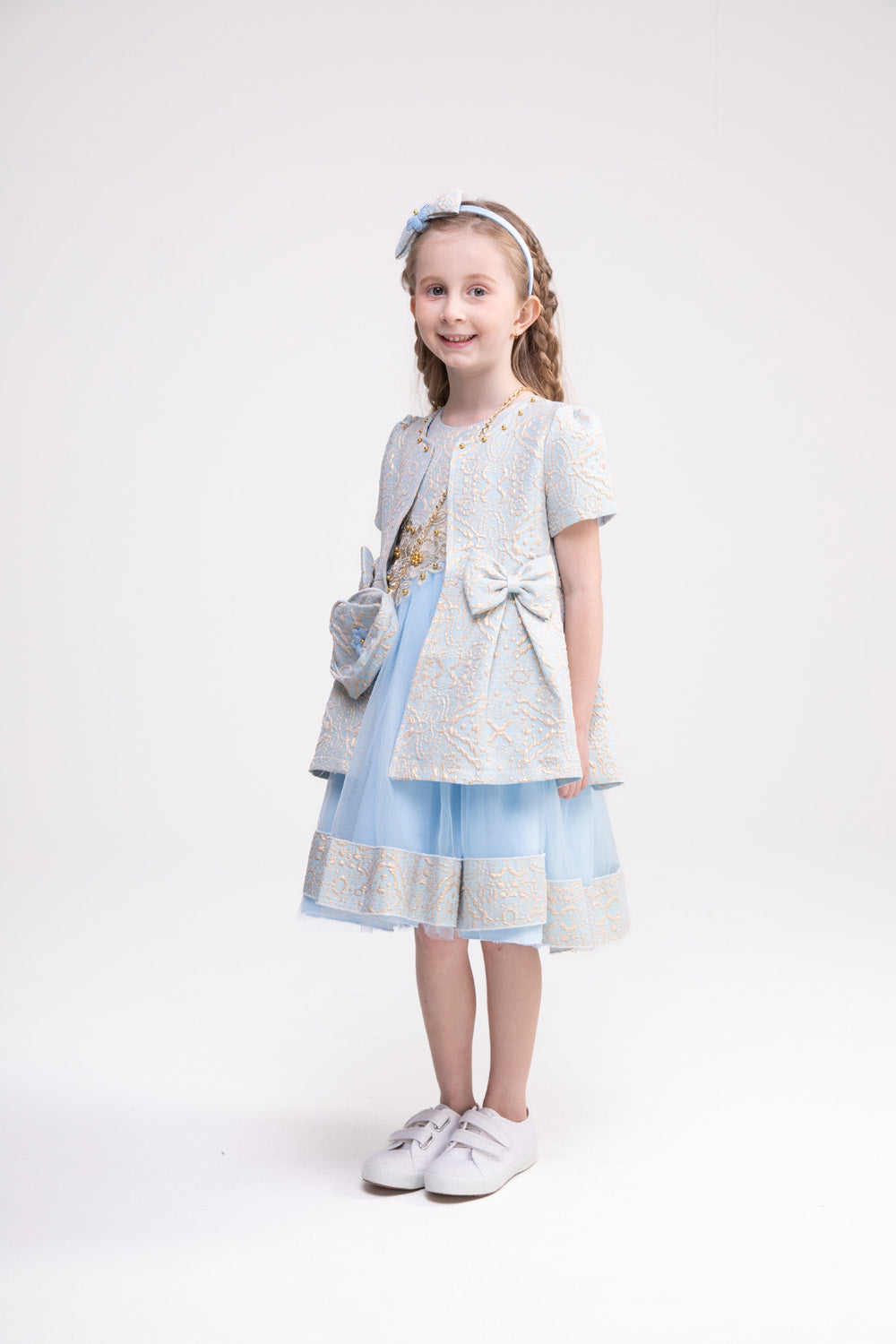 Dress, Jacket and Accessories Set (Cornflower Blue)