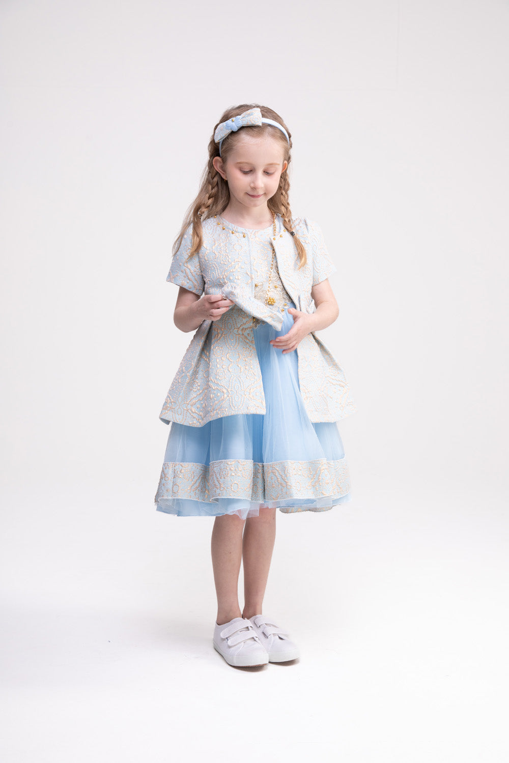 Dress, Jacket and Accessories Set (Cornflower Blue)