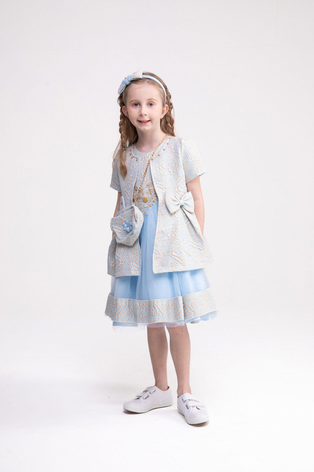 Dress, Jacket and Accessories Set (Cornflower Blue)