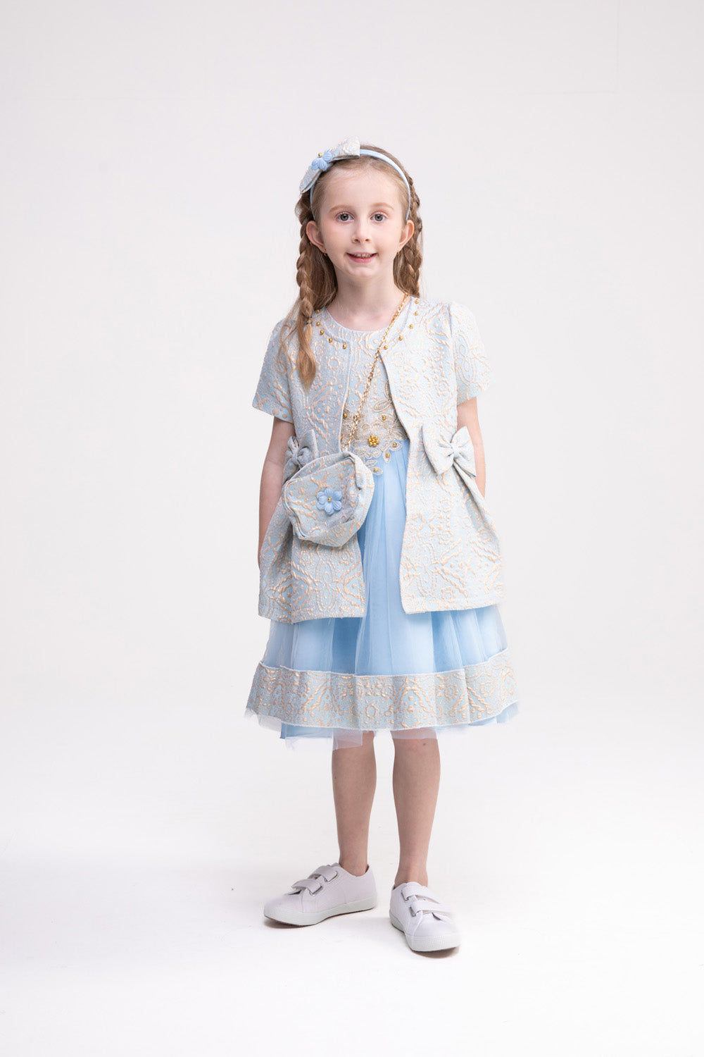 Dress, Jacket and Accessories Set (Cornflower Blue)