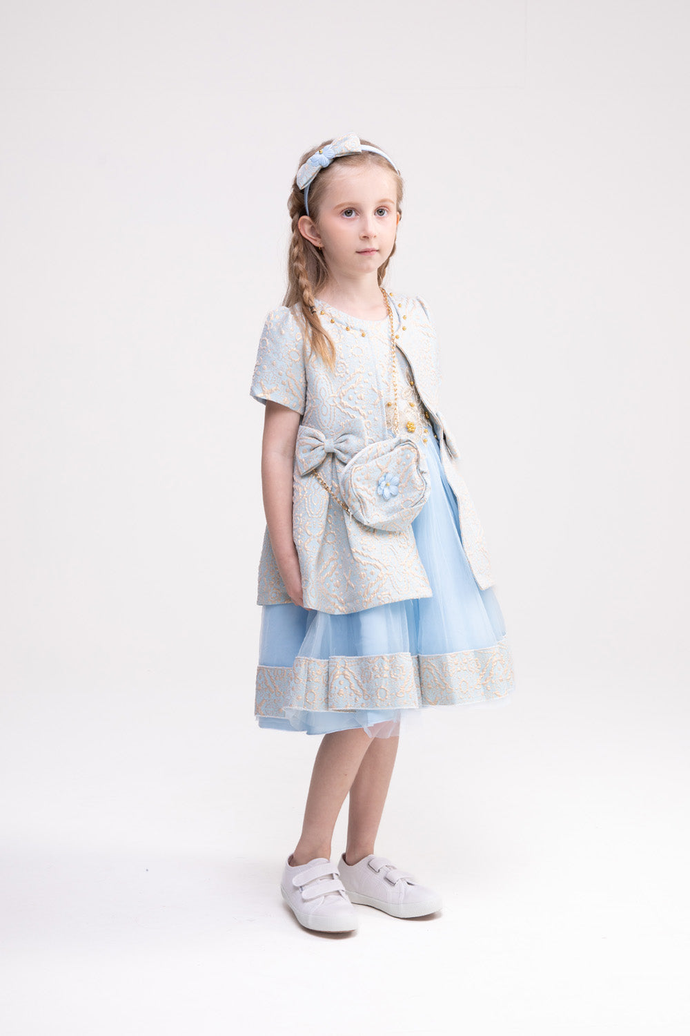 Dress, Jacket and Accessories Set (Cornflower Blue)