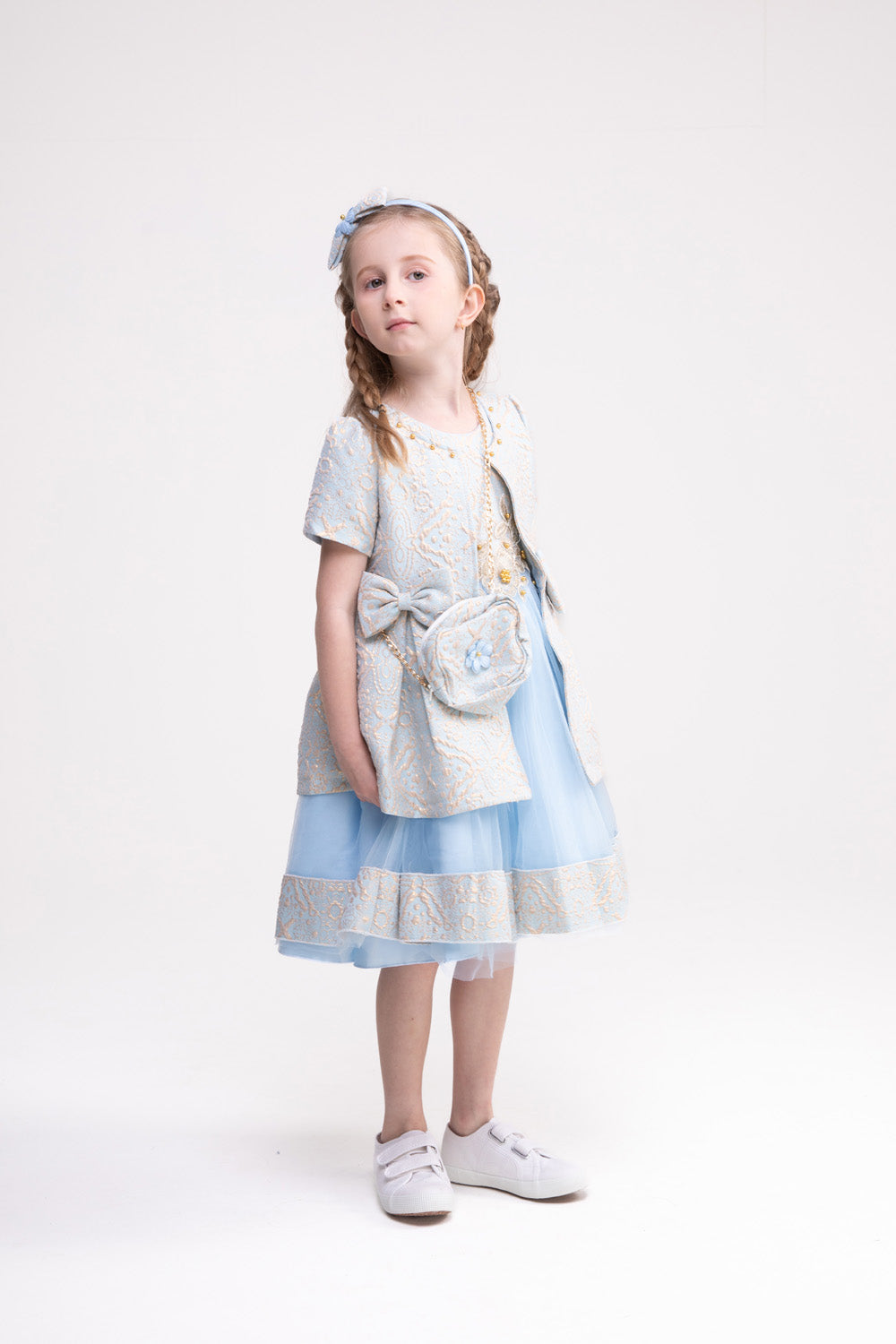 Dress, Jacket and Accessories Set (Cornflower Blue)