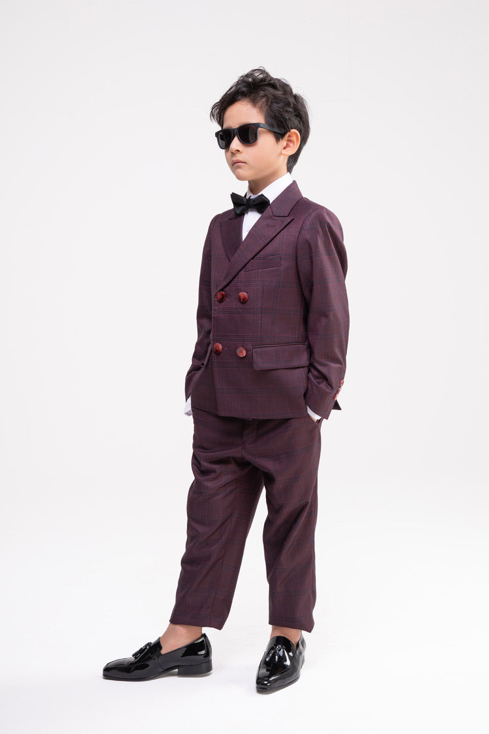 Maroon Light Striped Suit Set