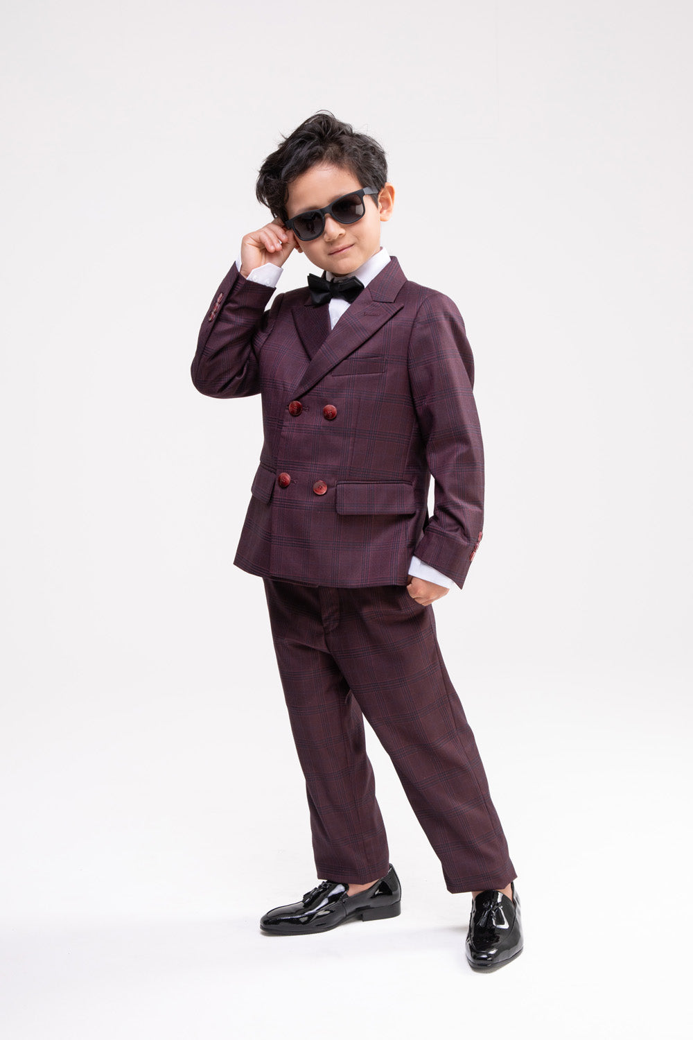 Maroon Light Striped Suit Set