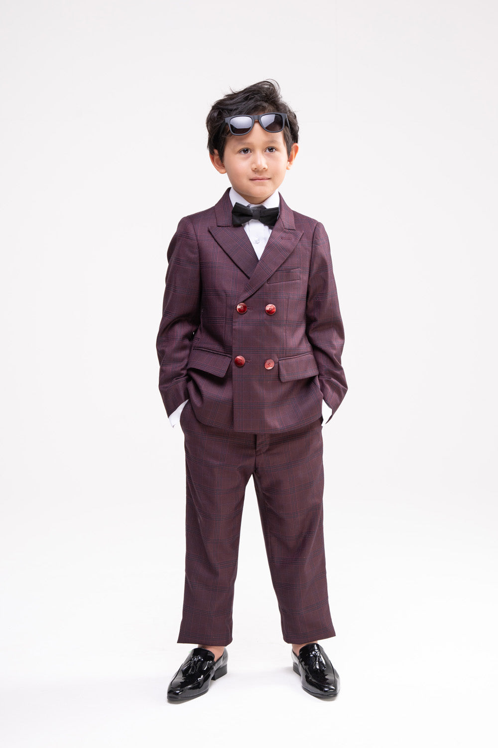 Maroon Light Striped Suit Set