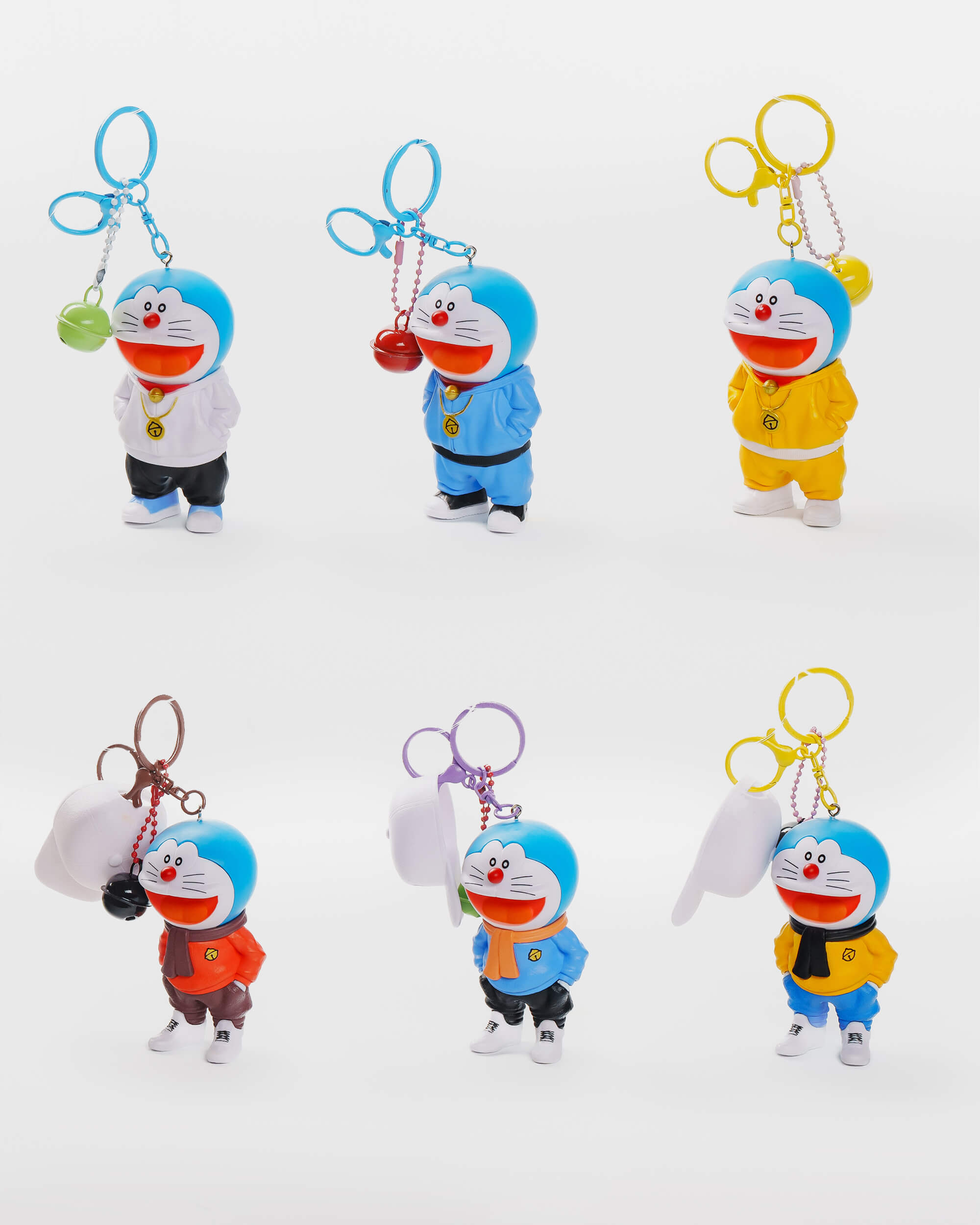 Doraemon Hoodie Keychain Set (6 pcs)