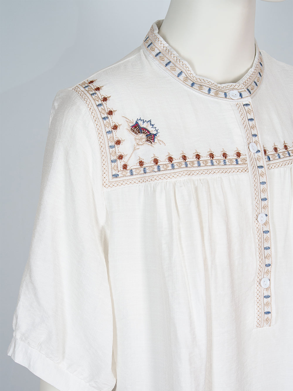Heritage Yoke Embroidered Blouse