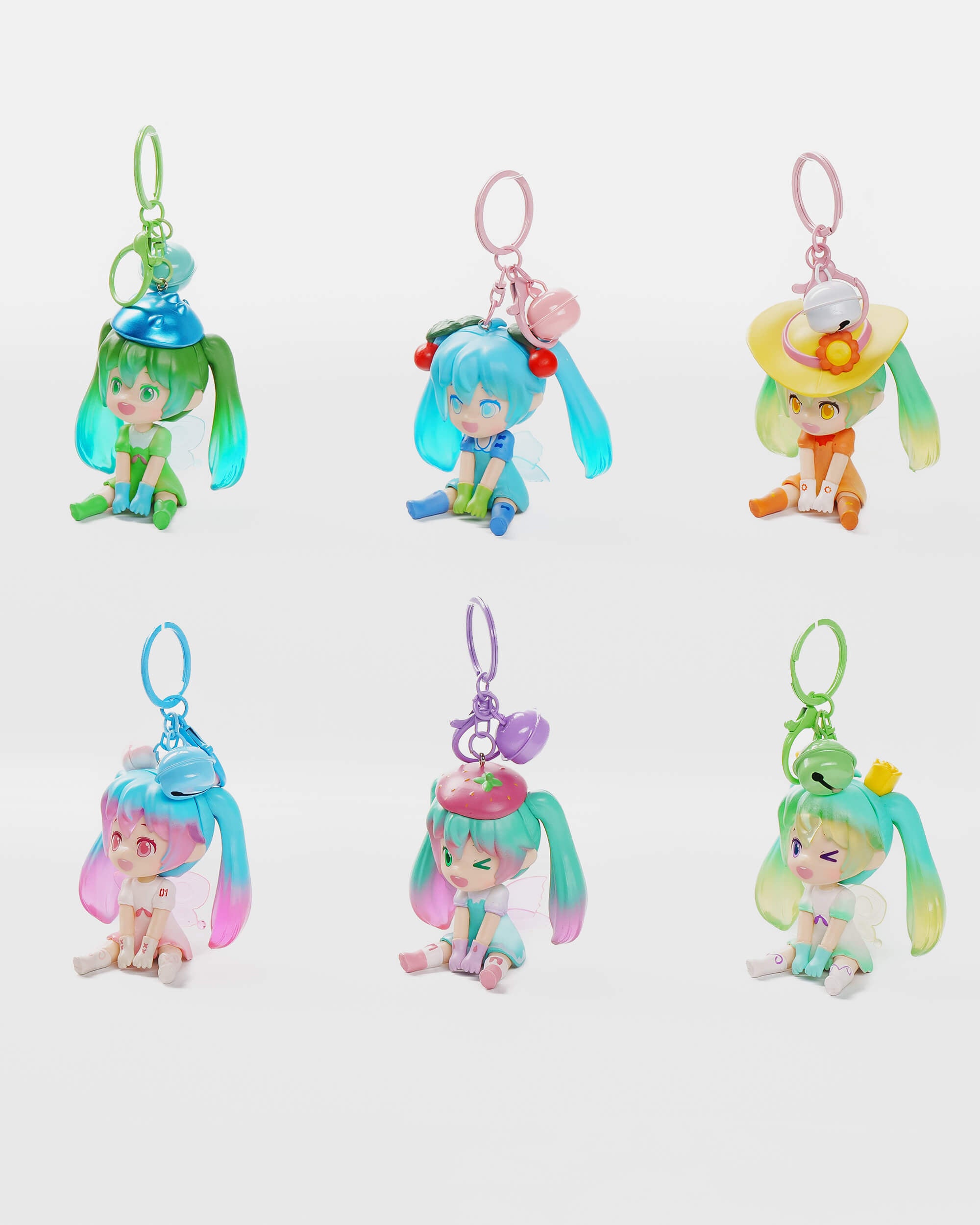 Chibi Pastel Girl Keychain Set (6 pcs)