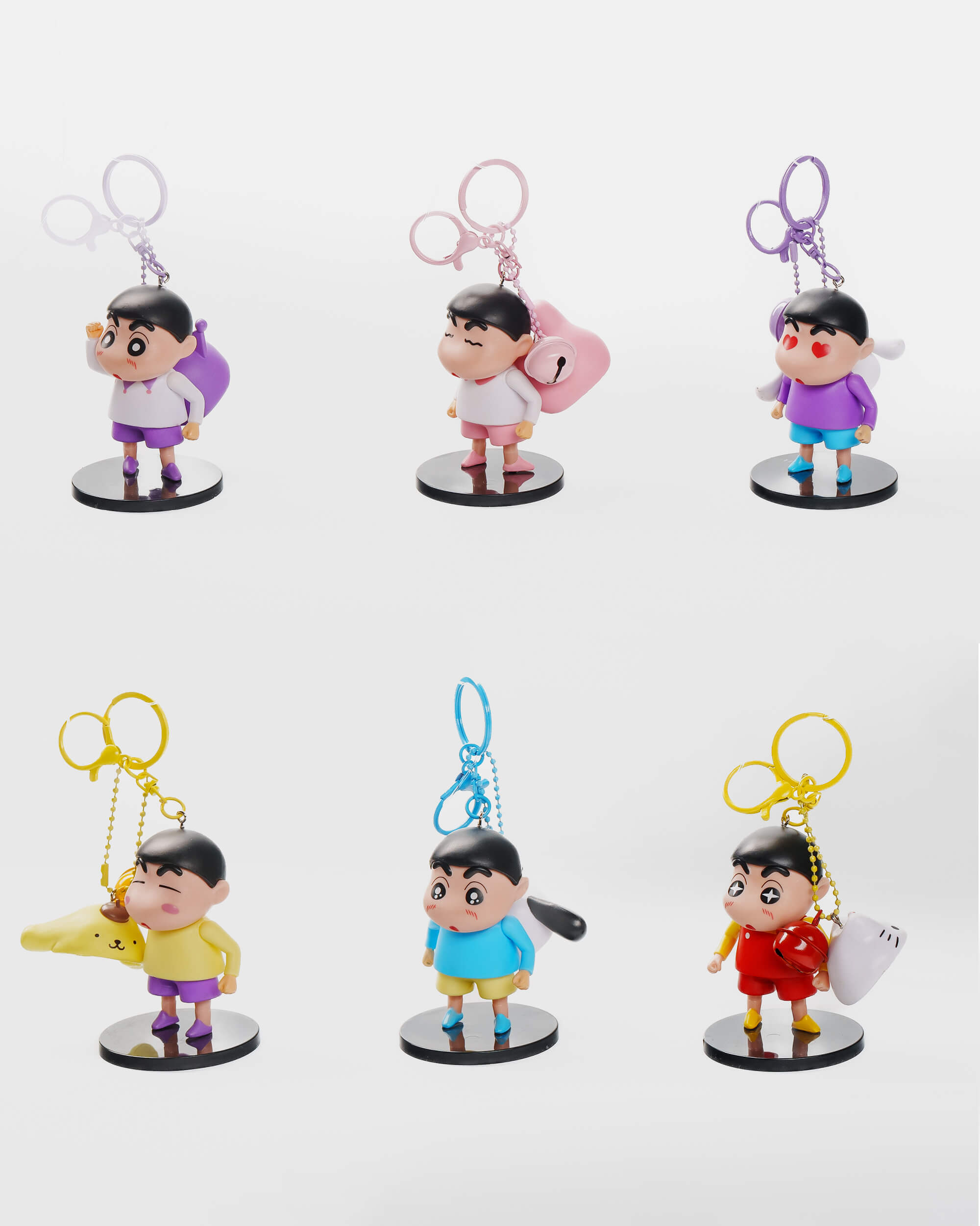 Shinchan Daily Outfit with Hat Keychain Set (6 pcs)