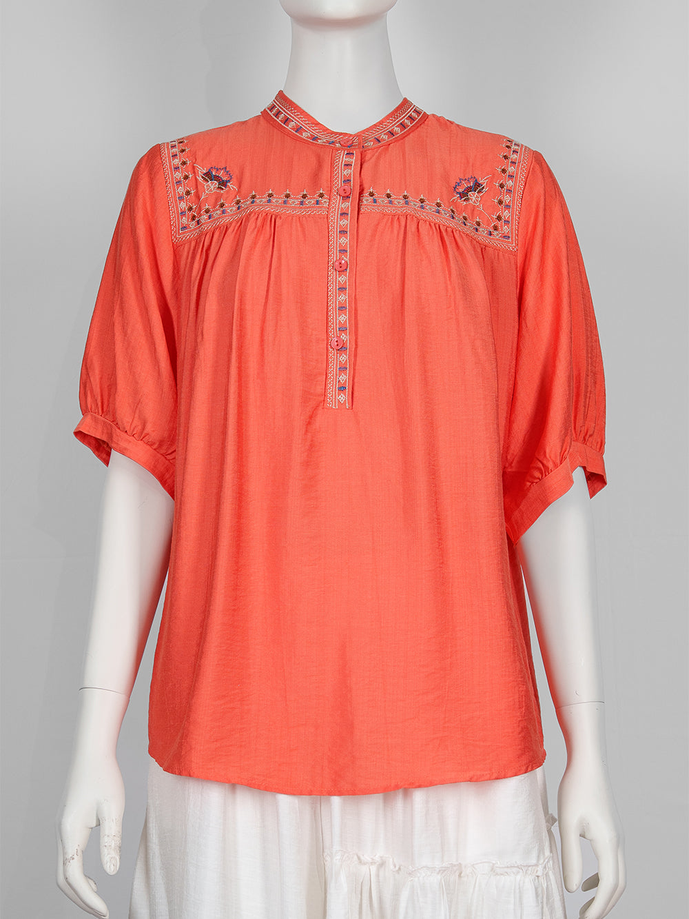 Heritage Yoke Embroidered Blouse