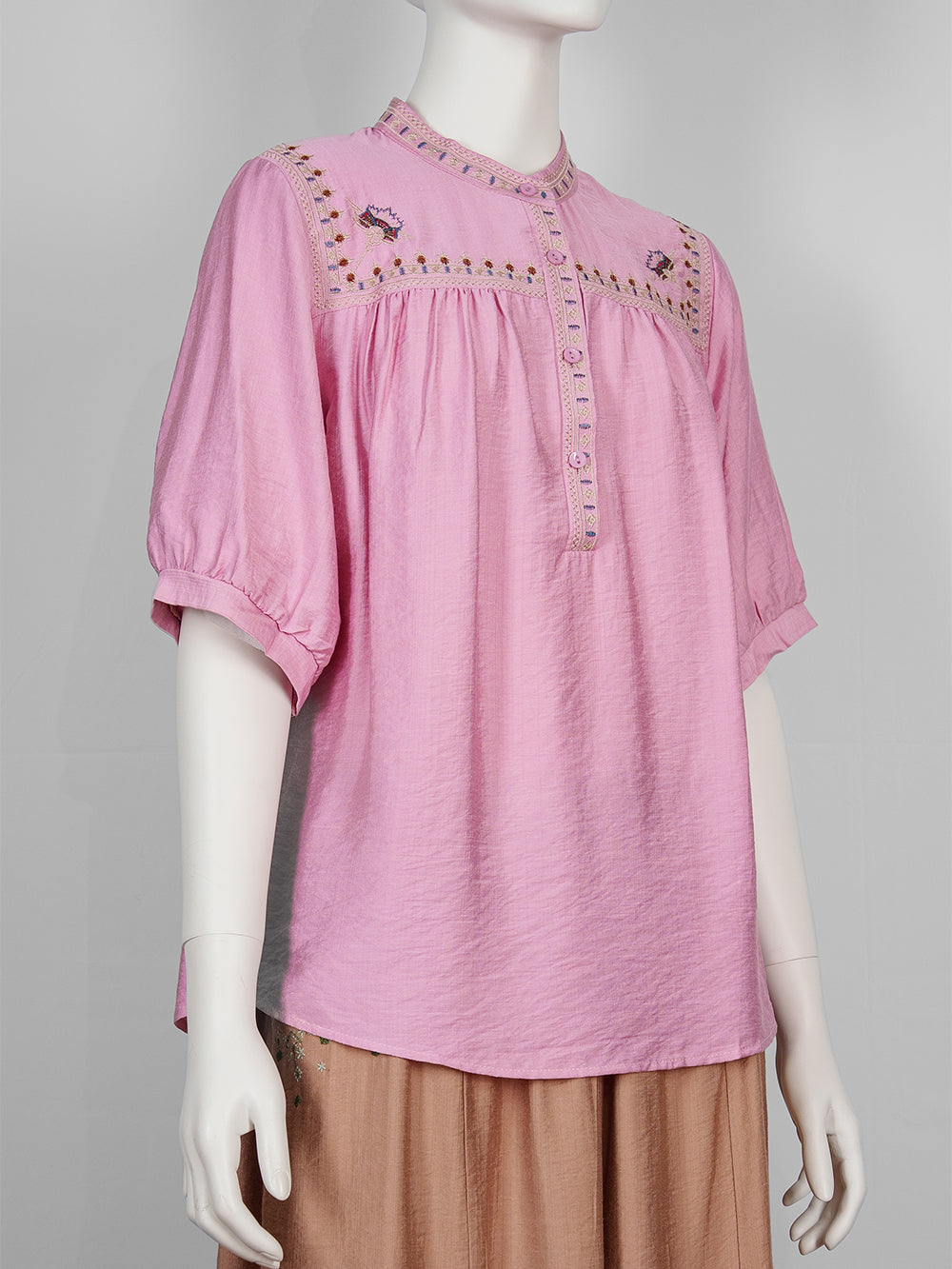 Heritage Yoke Embroidered Blouse