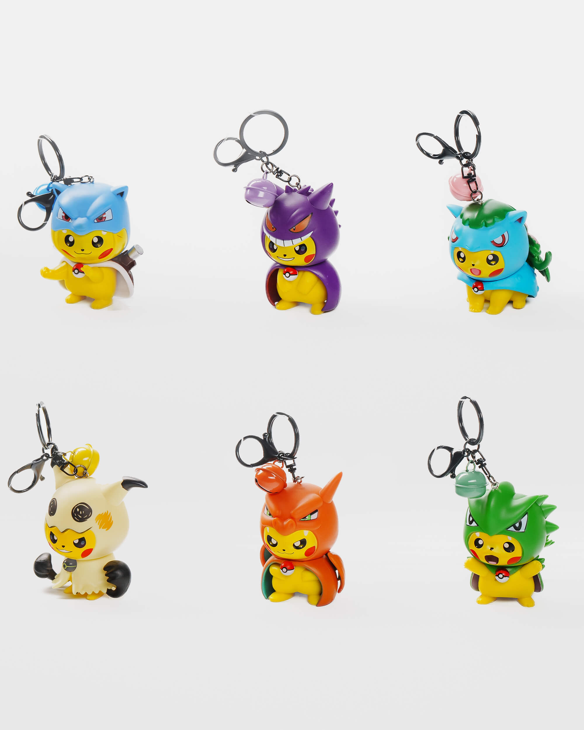 Pikachu Cosplay Keychain Set (6 pcs) - Pokemon Costume
