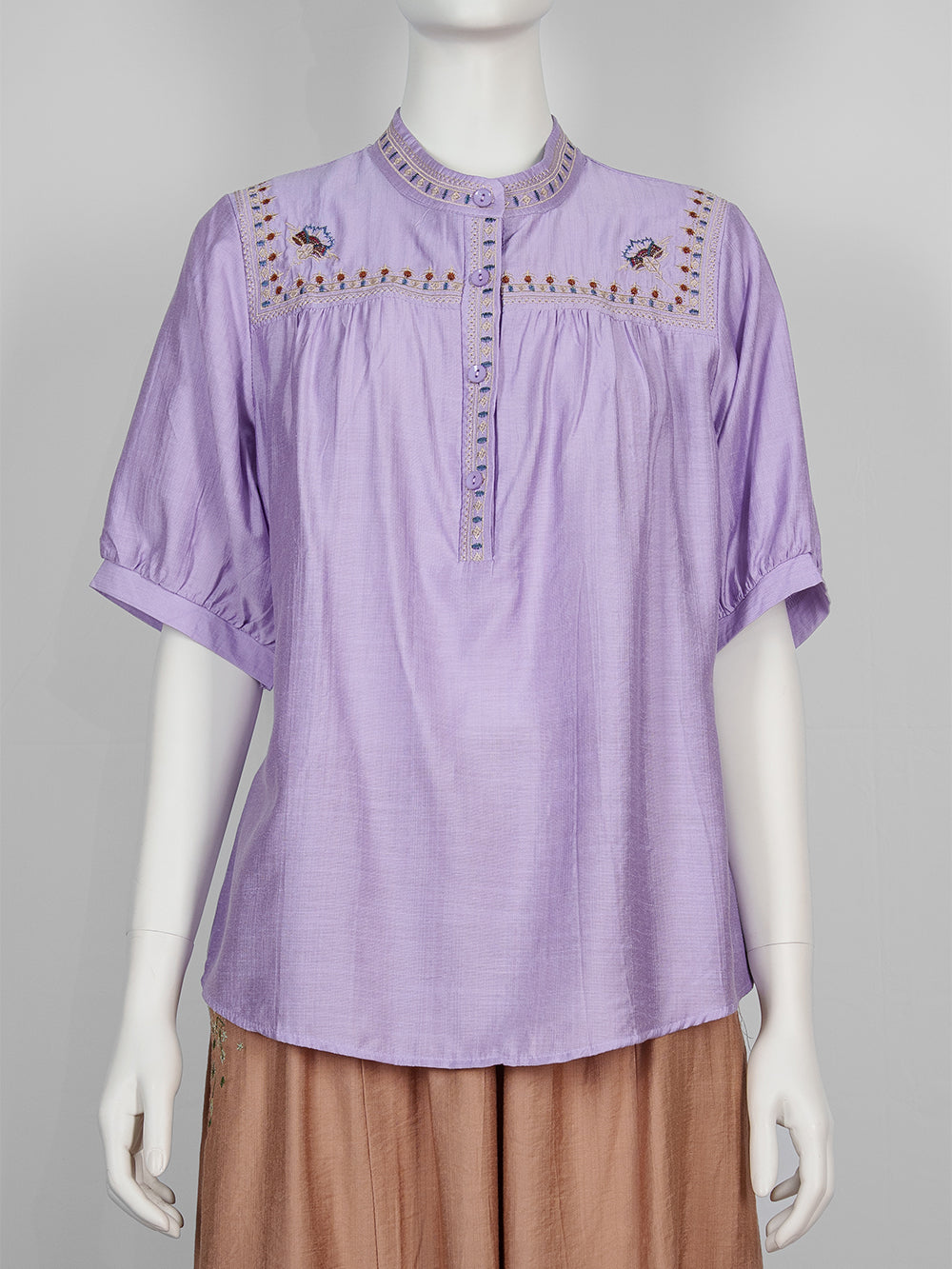 Heritage Yoke Embroidered Blouse