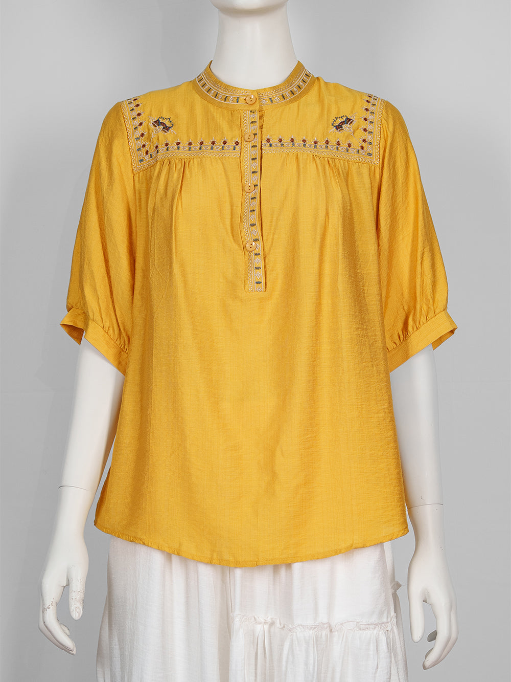 Heritage Yoke Embroidered Blouse