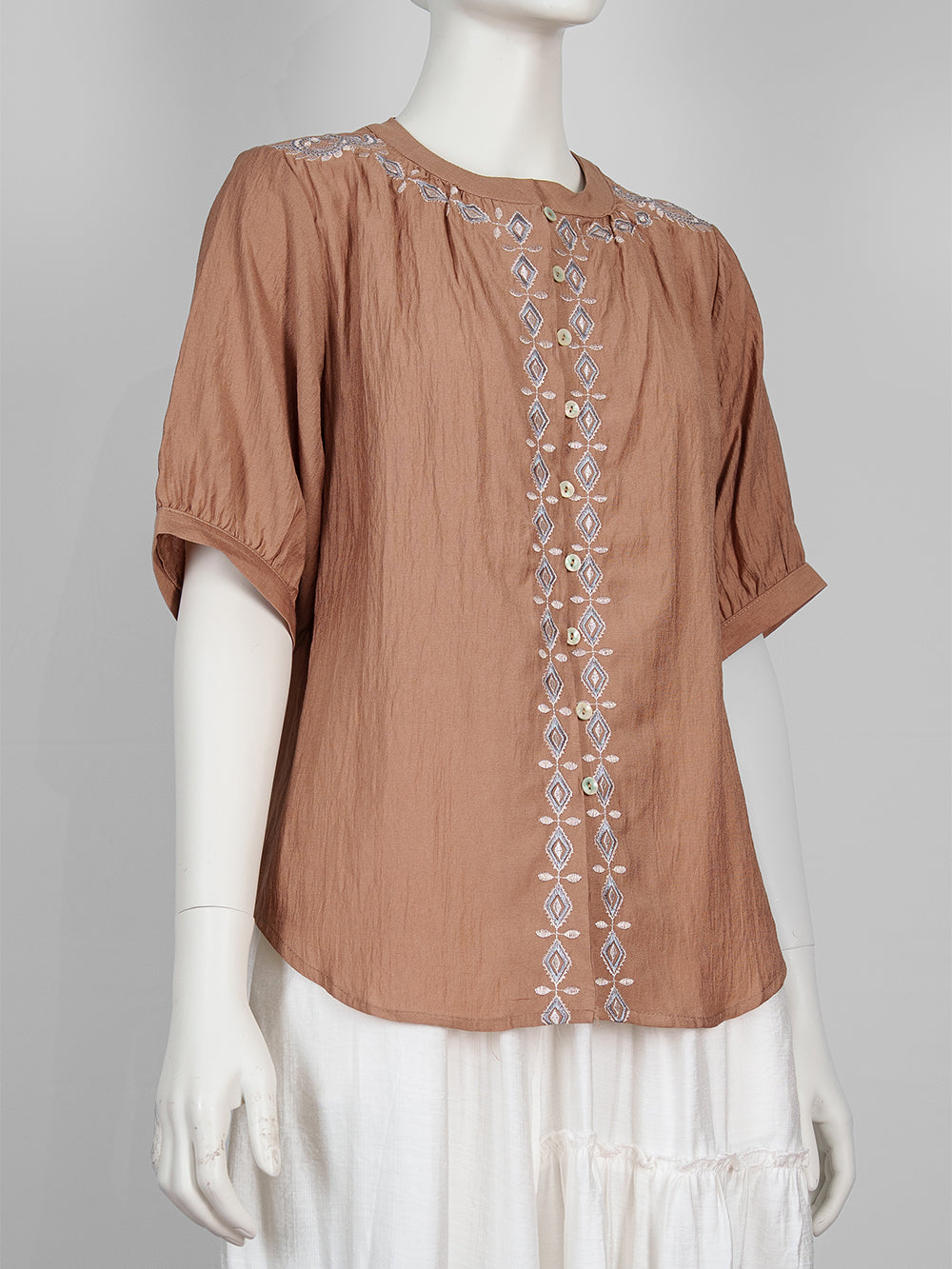 Geo Line Embroidered Blouse