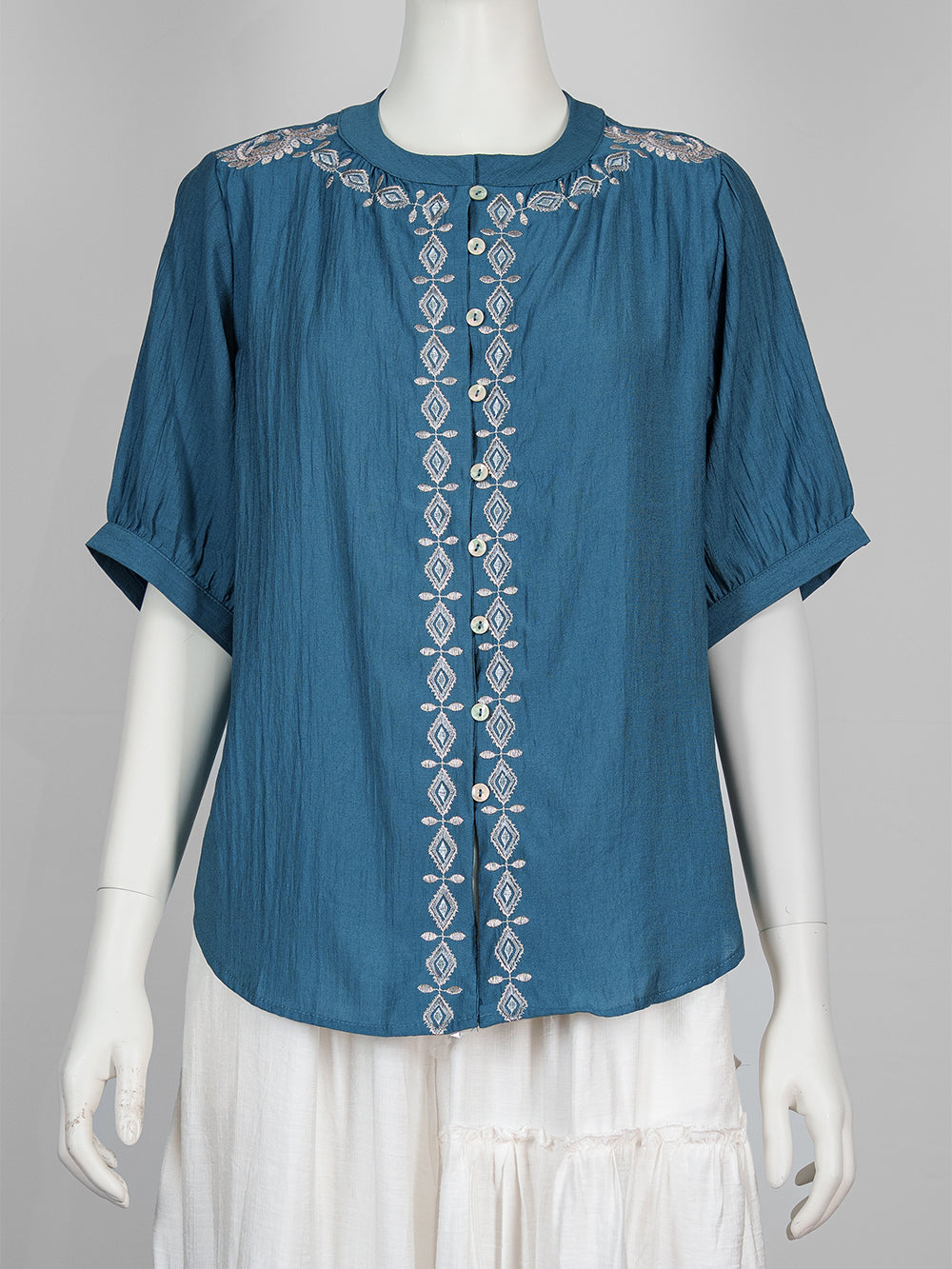 Geo Line Embroidered Blouse
