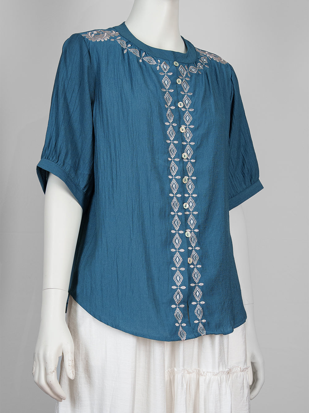 Geo Line Embroidered Blouse