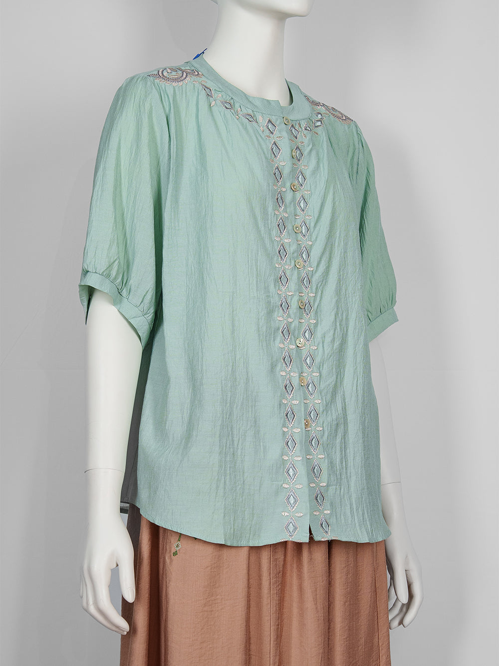 Geo Line Embroidered Blouse