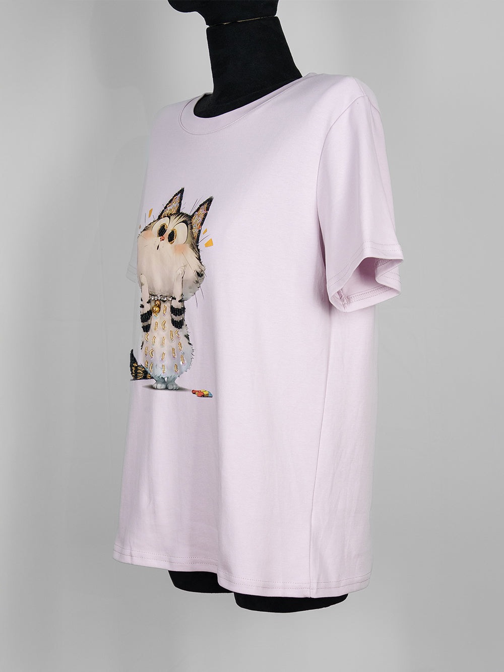 Beaded Cat Charm Tee