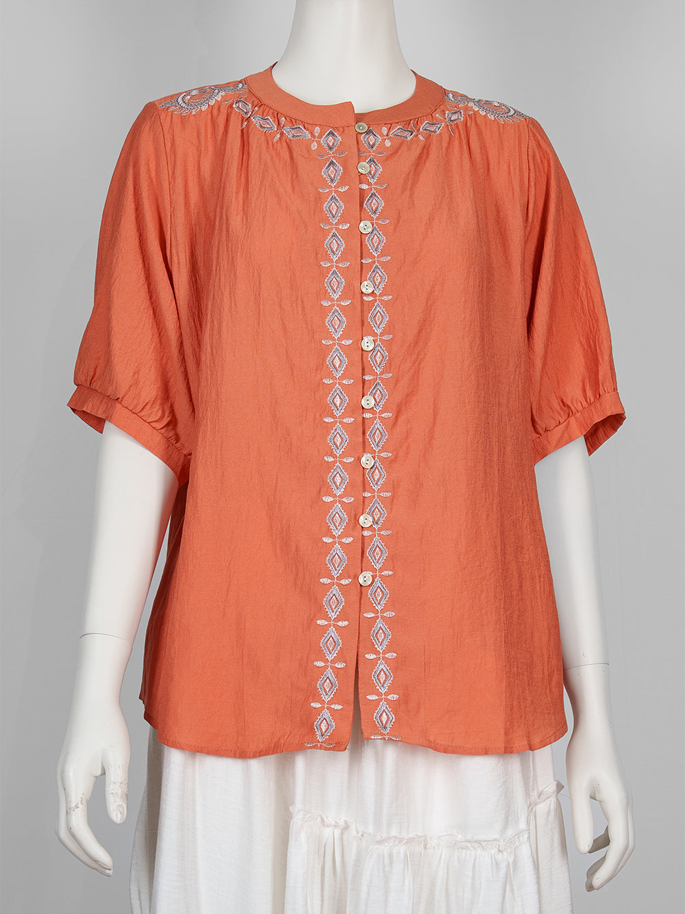 Geo Line Embroidered Blouse