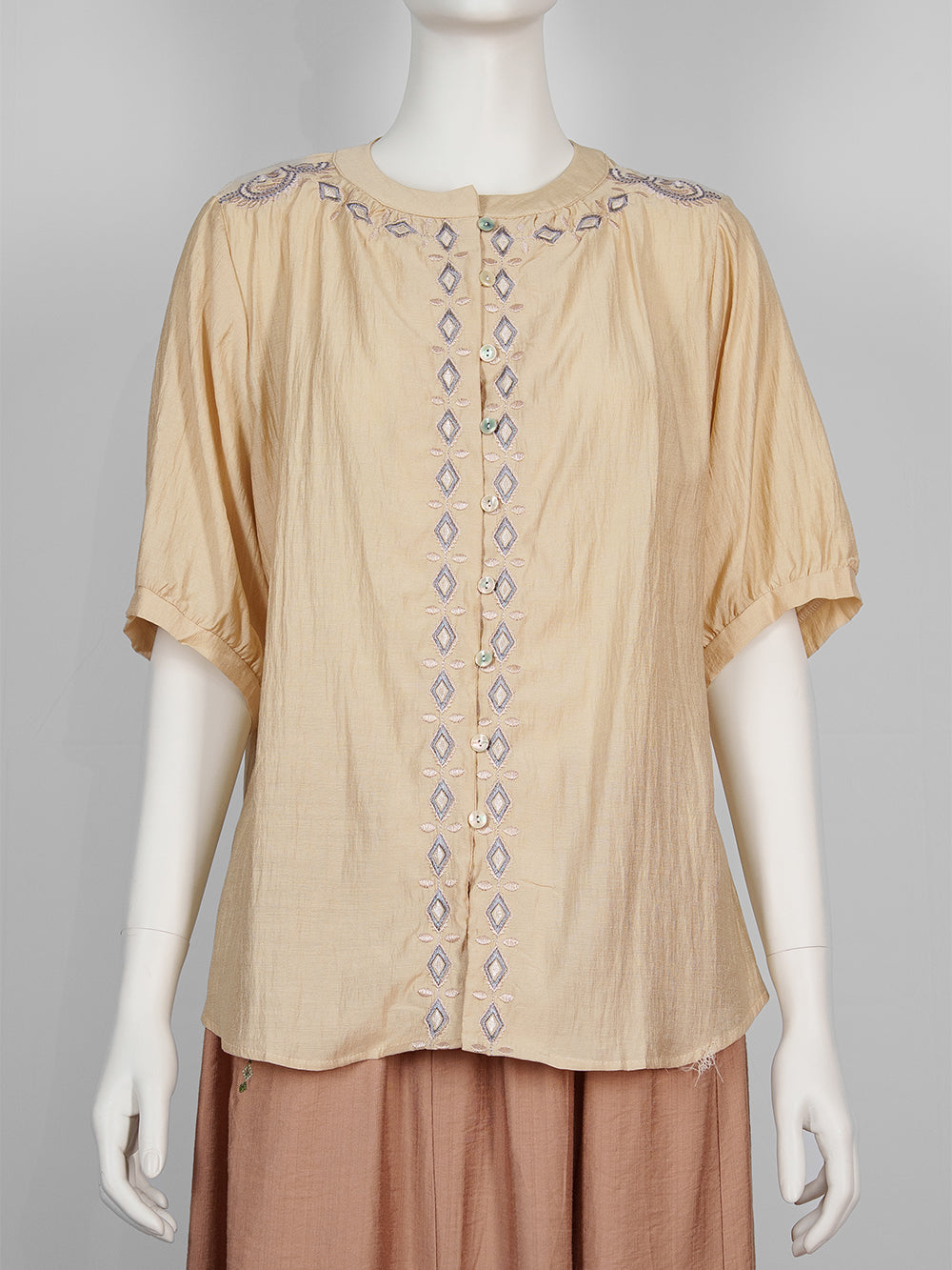 Geo Line Embroidered Blouse