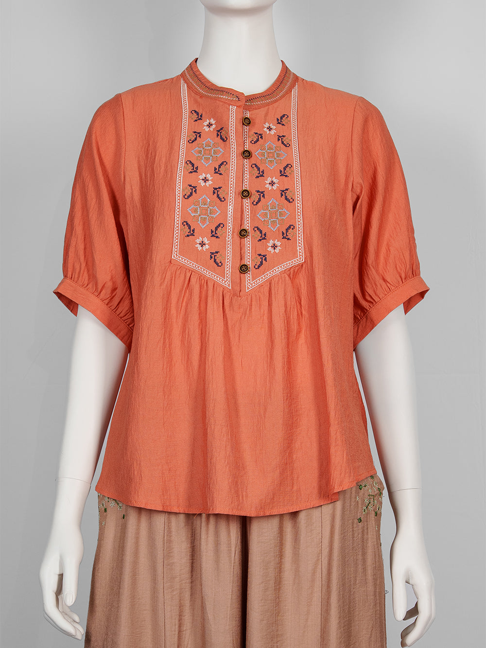 Folk Motif Embroidered Blouse