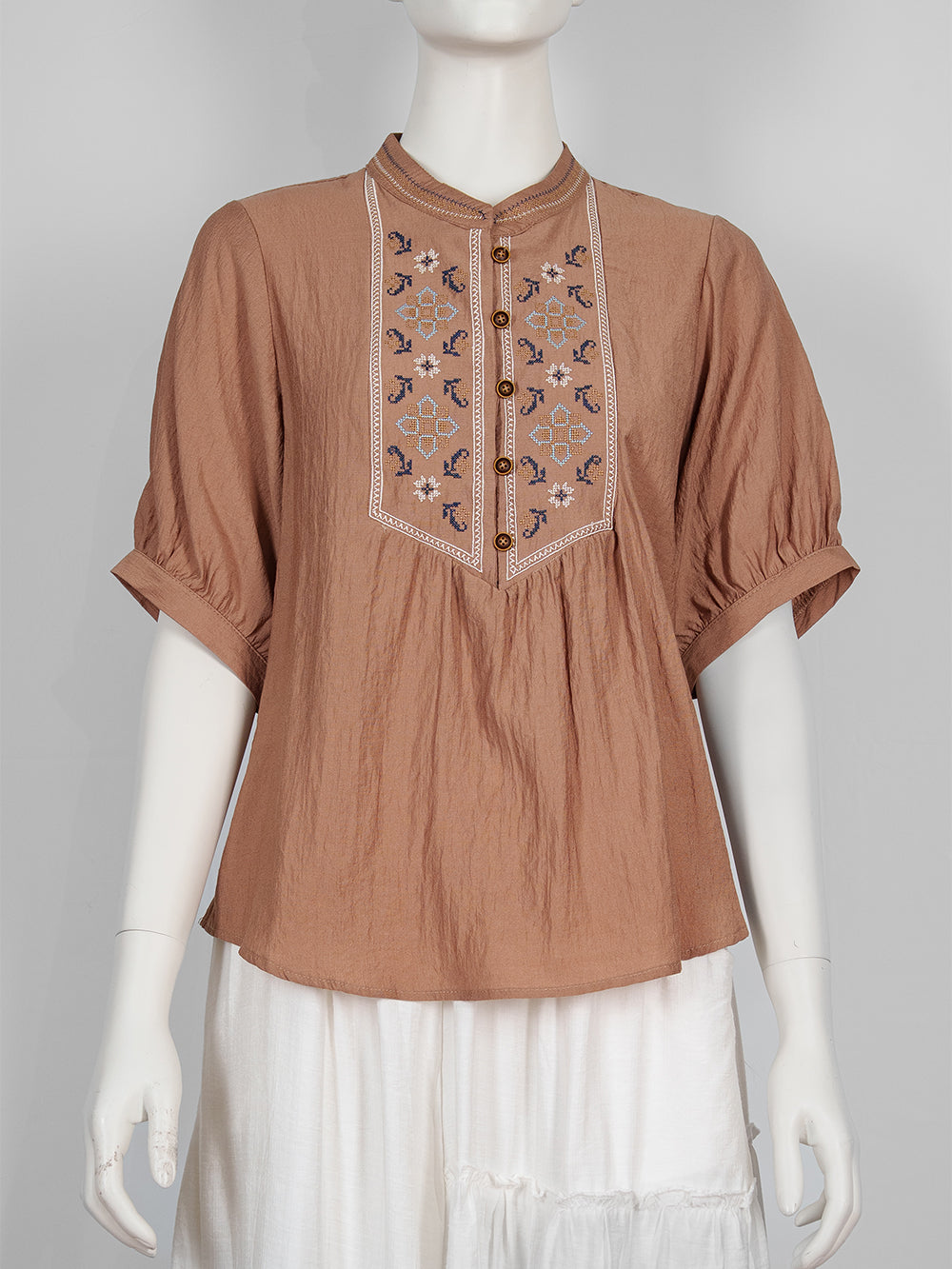 Folk Motif Embroidered Blouse