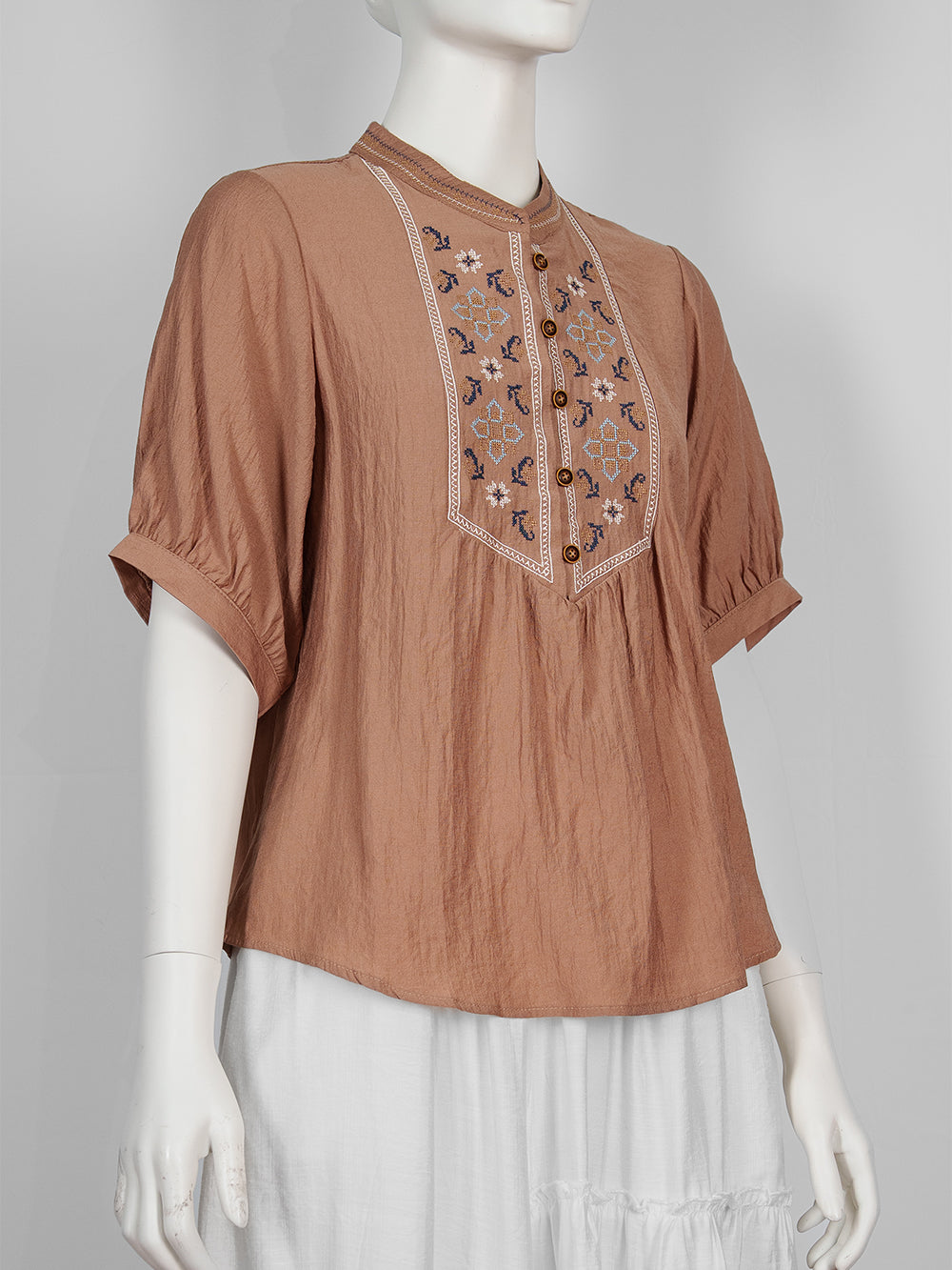 Folk Motif Embroidered Blouse