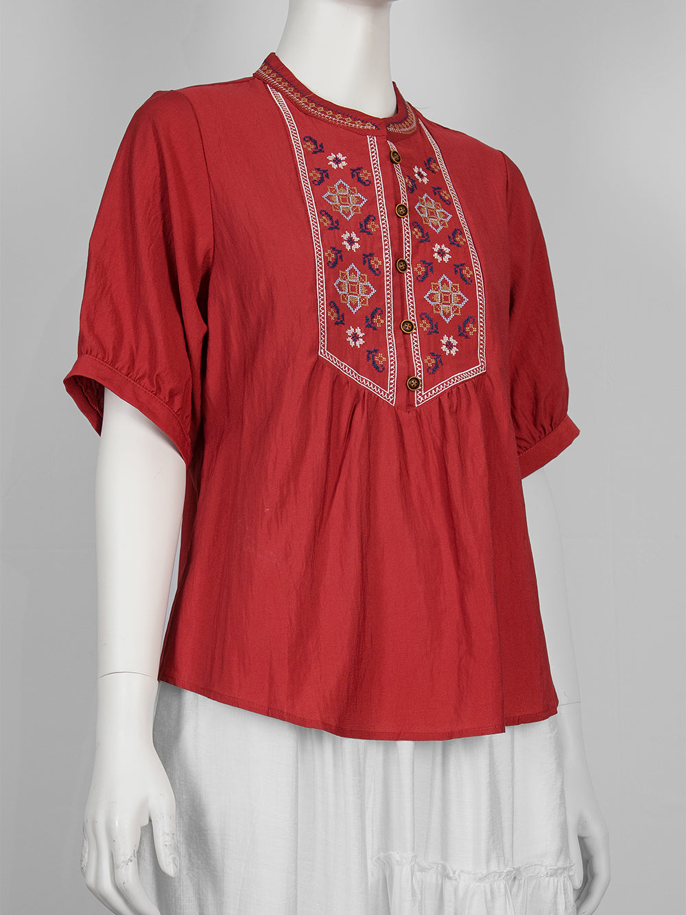 Folk Motif Embroidered Blouse
